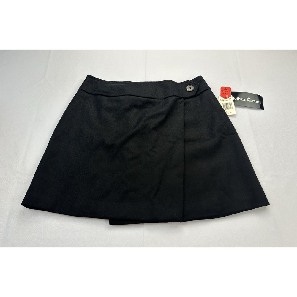 Vintage Black Wool Mini Skirt Size 7 USA Made Academia Preppy Career Minimalist